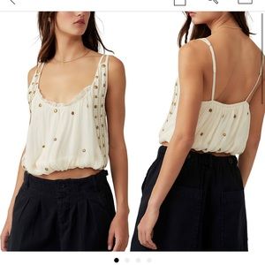 Free People Virgo Studded Crop Tank NWT